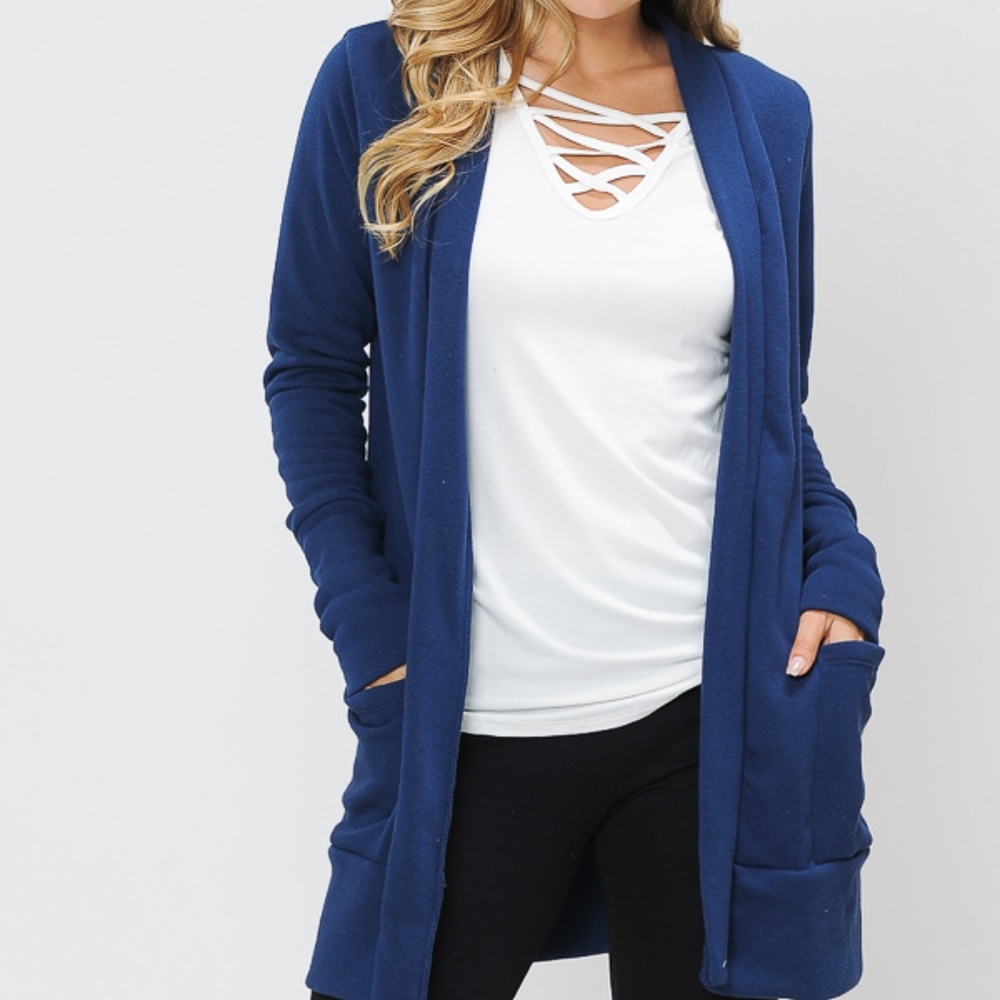 BRUSH MIDI OPEN CARDIGAN WITH THUMB HOLE